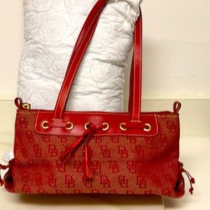 Doony & Bourke red canvas & leather shoulder bag